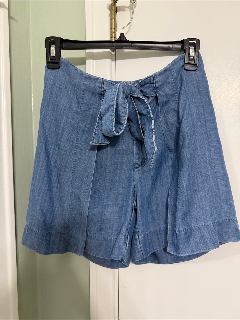 White House Black Market Light Blue Tie-Front Denim Shorts